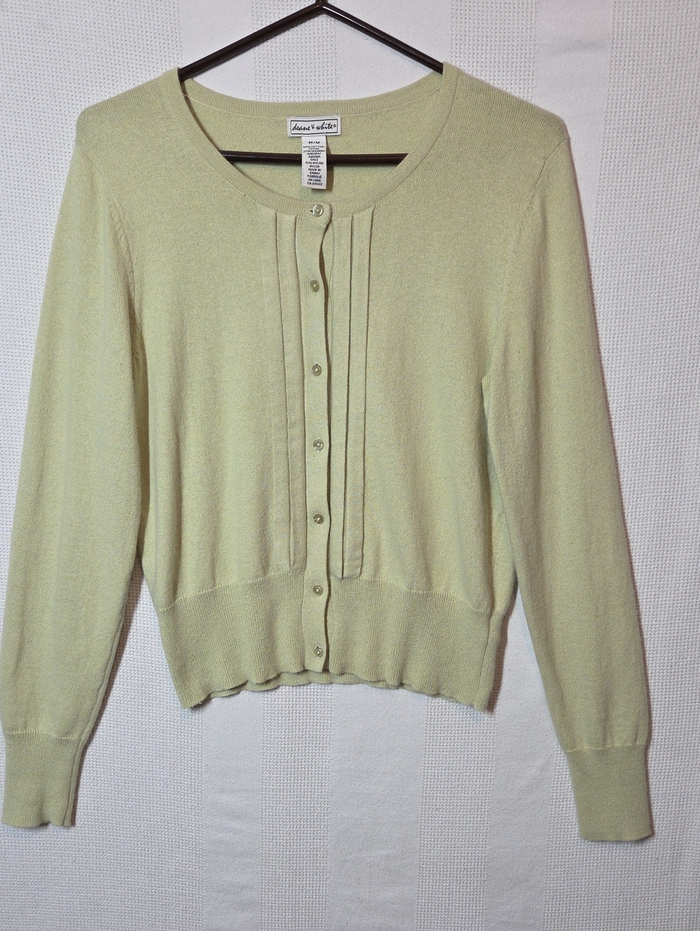 Deane & White Cardigan Medium Green Angora Cotton Blend Soft 19" PTP